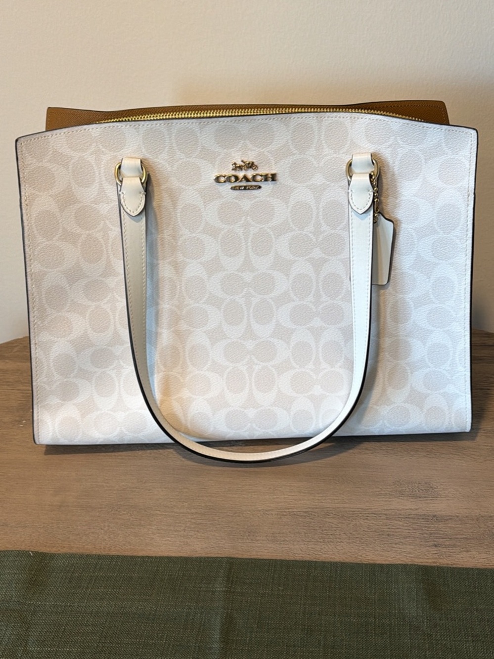 COACH White Signature Tote Bag